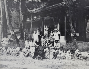 Group outside a temple, Hangzhou