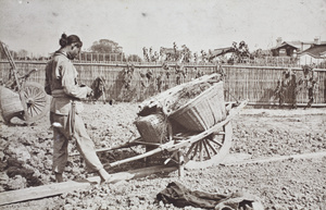 Farm worker with wheelbarrow, Tongshan Road, Hongkou, Shanghai