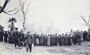 Crowd at a large fire on the day of Chinese New Year, Shanghai, February 1920