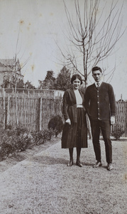 Mabel Parker and Bill Hutchinson in the garden, 35 Tongshan Road, Hongkou, Shanghai