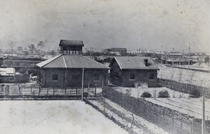 Snow on the gardens and Roselawn Dairy buildings, photographed from 35 Tongshan Road, Hongkou, Shanghai