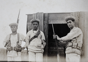 Italian Royal Navy sailors from RM Libia with rifles at a checkpoint, Shanghai, 1924