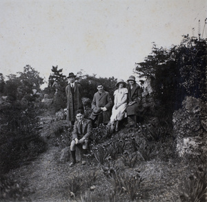 Tom and Sarah Hutchinson with Maurice, Abe and Sonia Gotfried, Jessfield Park, Shanghai, April 1925