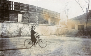 Eileen Hughes learning to ride a bicycle