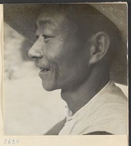 Man wearing a hat west of Pei-pien-ch'iao [sic] in the Lost Tribe country