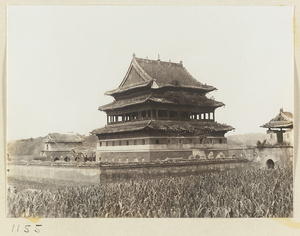 General view of Yi li miao showing Pu du dian, walls, and two gates