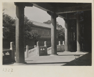 Porch with a double row of columns and a balustrade in the Forbidden City