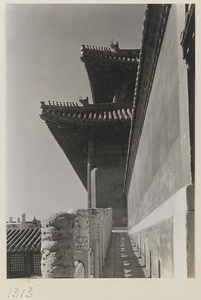 Building detail showing roof ornaments and marble balusters in the Forbidden City