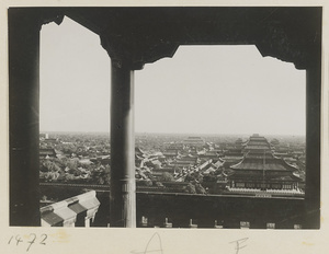 View looking southwest over the Forbidden City from inside Wan chun ting