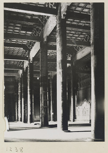 Interior of Wu men showing coffered ceiling, columns, and screen