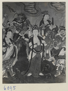 Detail of a Buddhist mural at the Xincheng Caves
