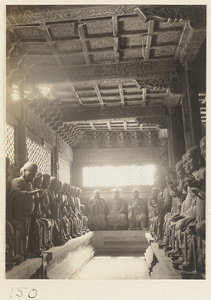 Interior of Luohan tang at Bi yun si showing Luohans