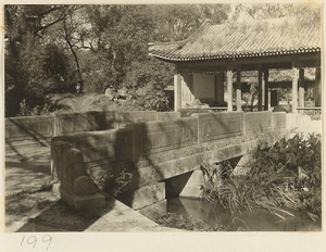 Stone bridge and pavilion in the Old Wu Garden
