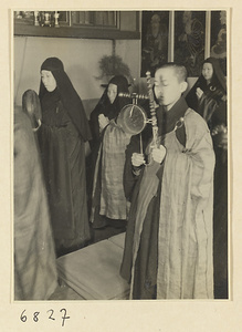 Buddhist nuns with drums and gongs