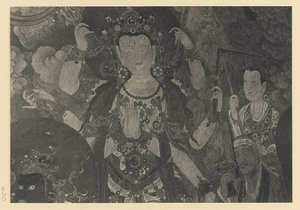Detail of Ming dynasty mural showing Maheisvara and attendants