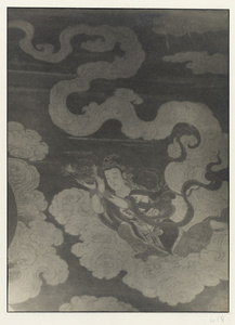 Detail of Ming dynasty mural showing Buddha figure on a cloud
