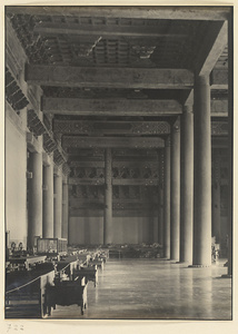 Interior view of a hall at Tai miao looking towards the east wall