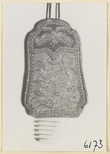 Fan-shaped comb bag embroidered with floral motifs