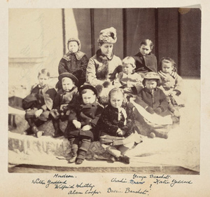 Anna Drew with group of children, including her son Charles Drew