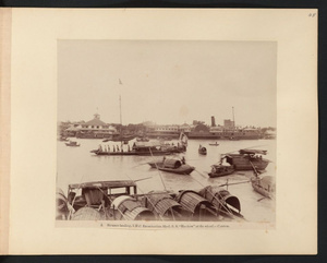 Steamer landing, I.M.C. examination shed, S.S. ""Hankow"" at the wharf, Canton