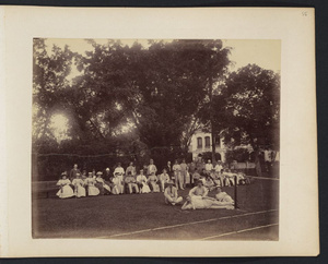 Lawn tennis players and spectators, Shameen Island, Canton