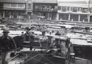Japanese marines in armoured boats, International settlement area of Soochow Creek, Shanghai, October 1937
