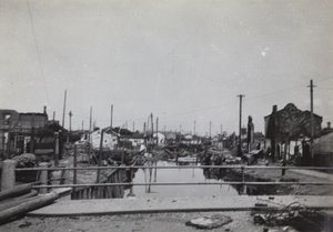 Bomb damage at Sawgin Creek, Zhabei, Shanghai, September 1937