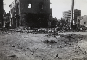 War damage at Kwenming Road and Chusan Road, Shanghai, 1937