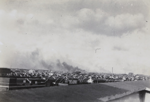 Burning of [Ying Hsiang Kong] after retreat of Chinese troops, Shanghai, September 1937