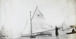 Racing sail boats, on ice