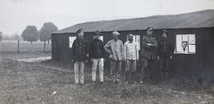 Chinese Labour Corps men by Y.M.C.A. hut, Rouen, France