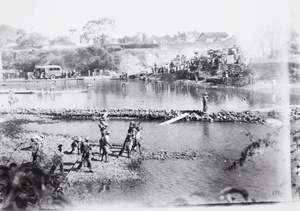Ferry at river, During the retreat from Guilin, 1944