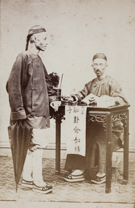 Fortune teller or public writer, with customer