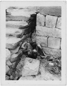 Charred remains of a child, Chongqing, after bombing