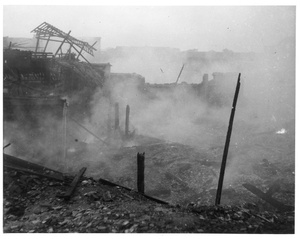 Smouldering ruins, after bombing, Chongqing
