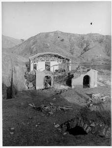 A newly built hall, used for the meeting of Jinchaji Border Region Congress in January 1943, and later bombed, at Wentang, near Zhongbaicha