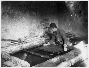 Rag paper making in a mountain village, Jinchaji, 1942