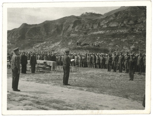Ceremony to celebrate David Dean Barrett becoming a full colonel, Yan'an (延安)