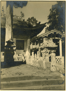 Temple courtyard with censer and trees, near Gaoping (高平), Shanxi