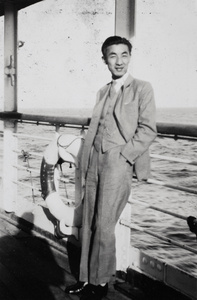 Gordon S. K. Ouei, Attaché to the Chinese Embassy, on board the 'Duchess of Bedford'