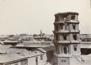 Pagoda in Shui-tzu-yin Fort ('The Black Fort'), Tianjin, shattered by the British 4 inch naval gun, 1900