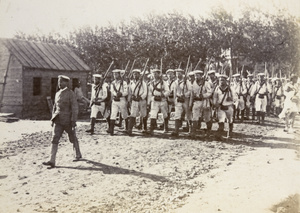 Austrian Marines marching in Tianjin, after their arrival, 1900