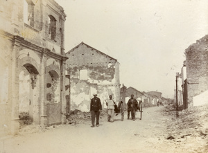 Destruction caused by bombardment and fire