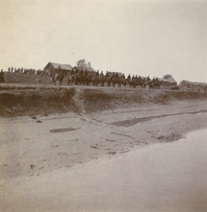 Lockhart's touring party's troop of cavalry on the bank of the Hsiao-Ching-Ho