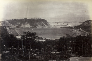 Happy Valley Racecourse with harbour visible in the background, Hong Kong