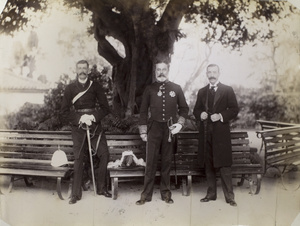 Sir William Robinson, Governor of Hong Kong, and two senior officials