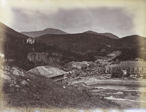 Damaged caused by the 1874 typhoon to the dock, Aberdeen, Hong Kong