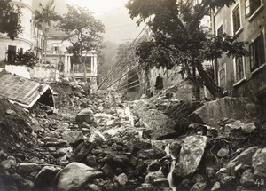 Damage caused by the 19th July 1926 rainstorm, at Calder Path, Hong Kong