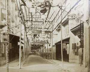 Bonham Strand with bamboo canopy and lantern decorations, Hong Hong