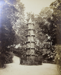 A pagoda in the middle of a road, Hong Kong